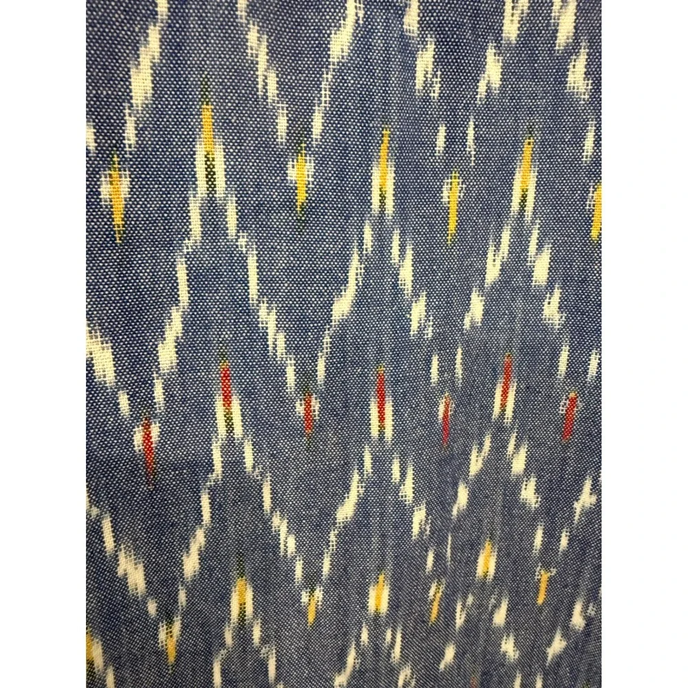 Mata Traders Womens Blue Ikat Cotton Fit and Flare Dress Short Sleeve Pockets M - Picture 5 of 6